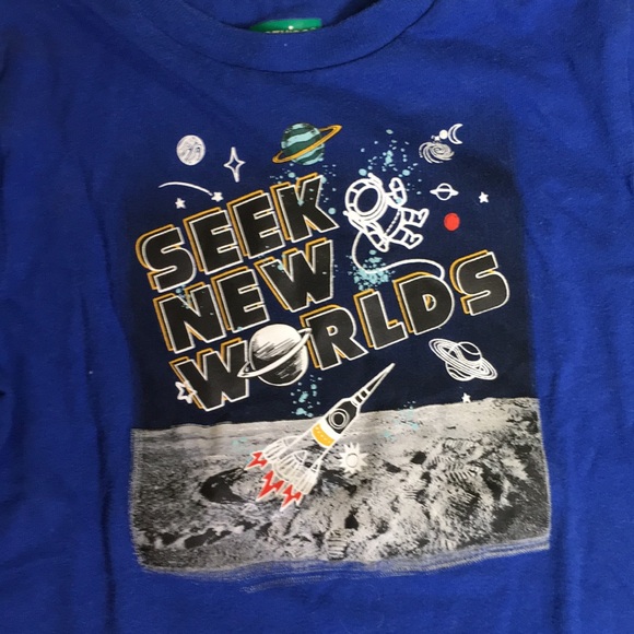 365 Kids Garanimals Walmart Blue SEEK NEW WORLDS Outer Space Short Sleeve Tee - Picture 3 of 5
